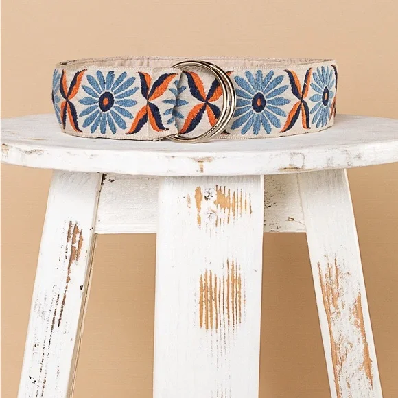 Bohemian Embroidered Daisy Flower 0 Ring Belt - Picture 7 of 7